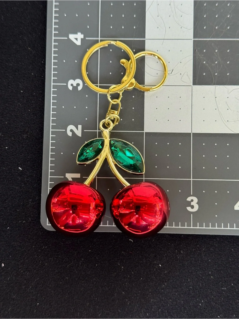 NWOT Cherry Bag Charm Gold Crystal Keychain